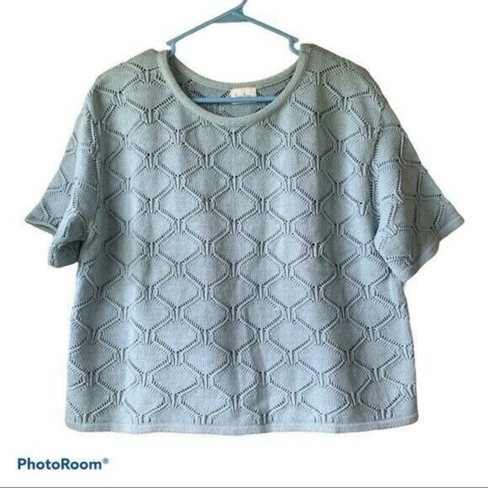Vintage Neiman Marcus Mint Green Knitted Cropped Sweater